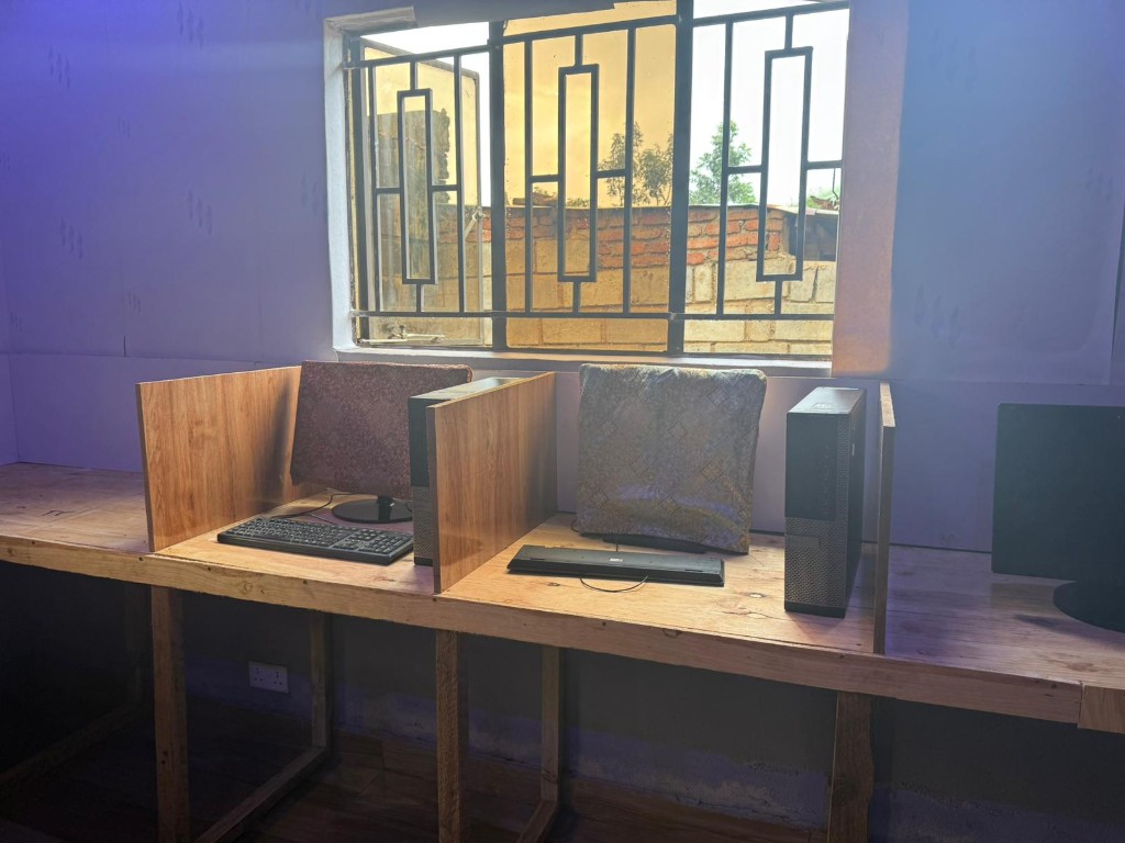 Seeds of Promise computer room with desktop workstations
